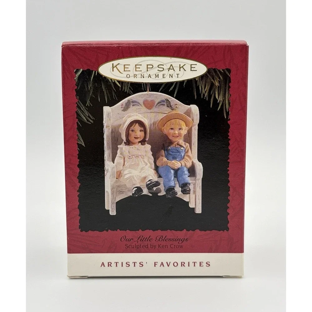 1995 Hallmark Keepsake Ornament Our Little Blessings Ken Crow Bench Boy Girl